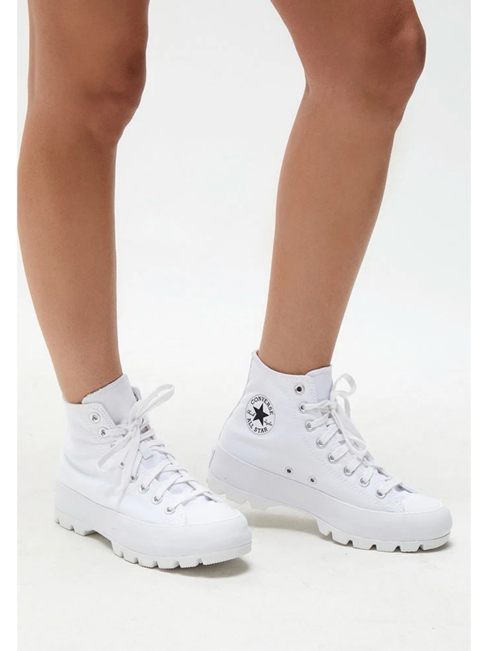 Converse White Lace-Up High-Top Lug Sole Boots